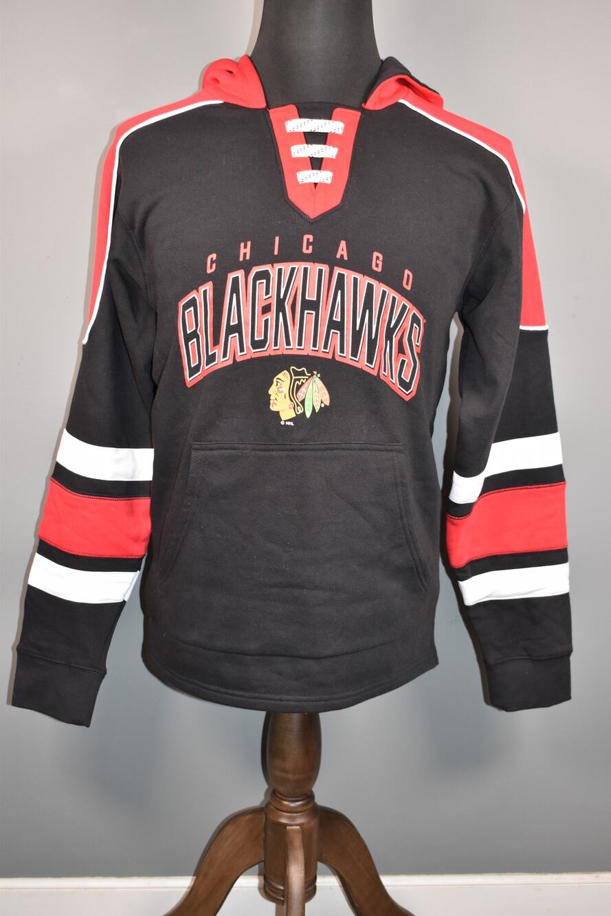 NHL Chicago Blackhawks Hockey Black Hoodie with Laces Brand New No Tags Size SM